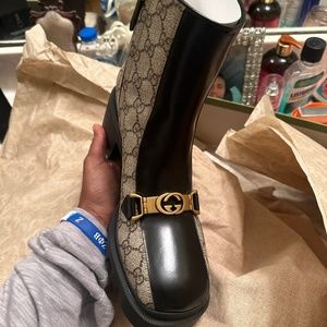 Gucci Ophidia Print & Black Boots